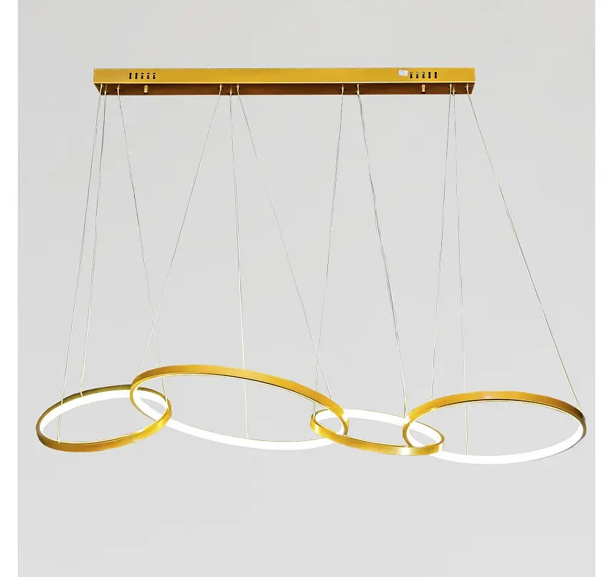Золота лінійна LED люстра з 4 кільцями Artlight YDH2160/4GD над столом та кухонним островом - фото 2