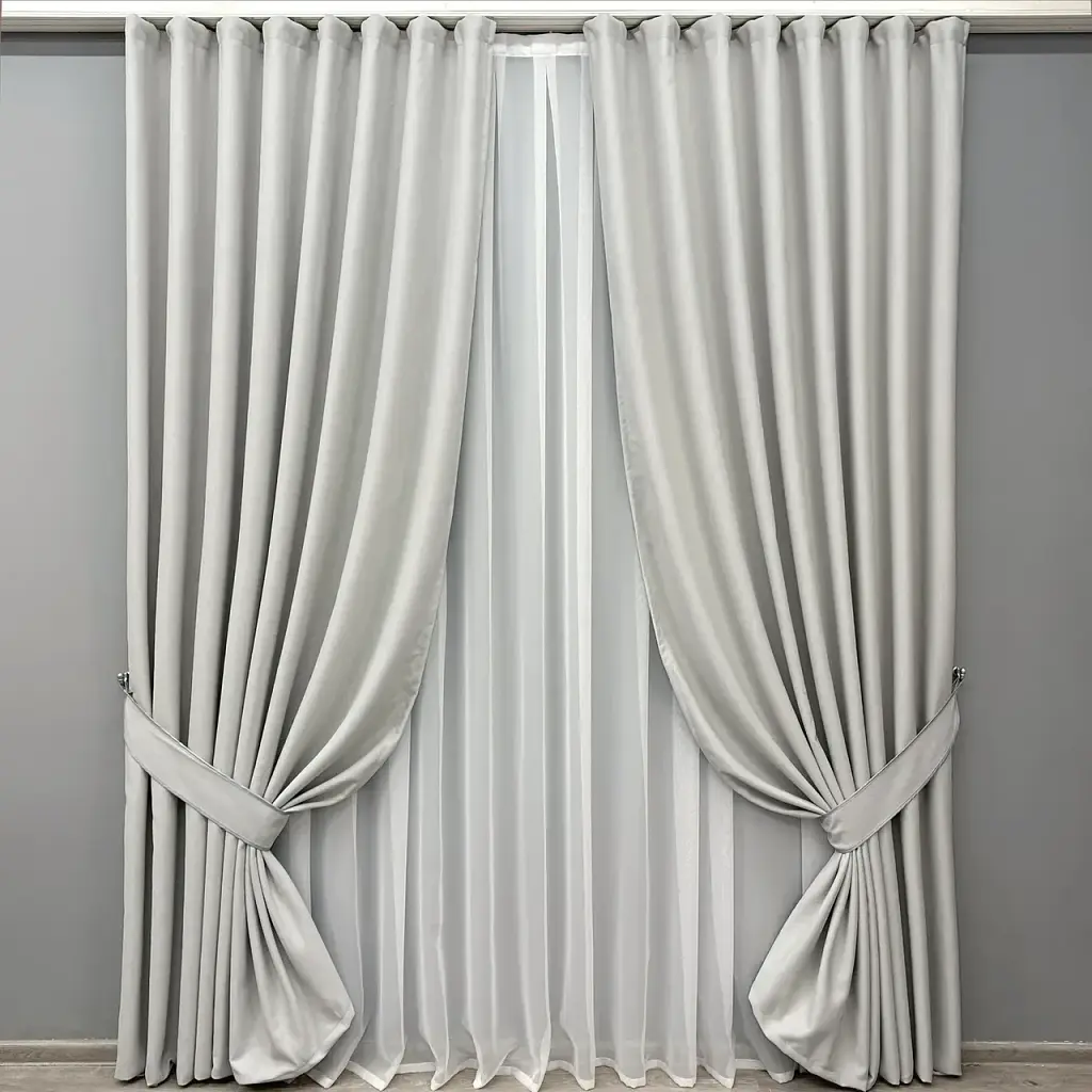 Комплект штор VR-Textil Scandi блекаут 2 шт 150x270 см попелястий (1898ш) - фото 2