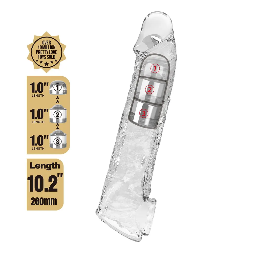 Подовжуюча насадка на член Pretty Love Extension Penis Sleeve, +7.5 см - фото 2