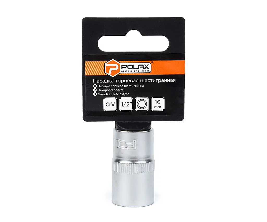 Головка торцева Polax автомобільна шестигранна 16 мм, 1/2", Polax (25-089) - фото 2