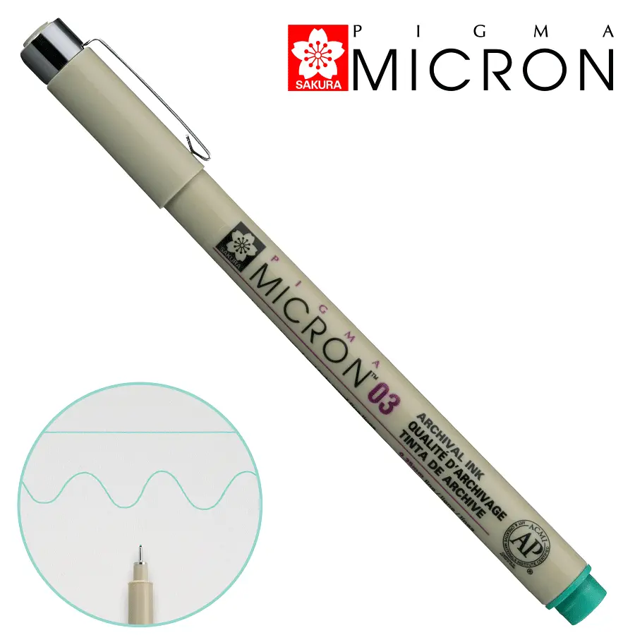 Лінер Sakura PIGMA MICRON (0.3), 0,35 мм зелений