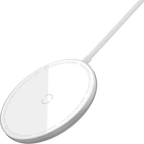 Бездротовий зарядний пристрій Baseus Simple Xiaomini Magnetic Wireless Charger For IP12 with Type-C Cable WXJK-F02 White - фото 4