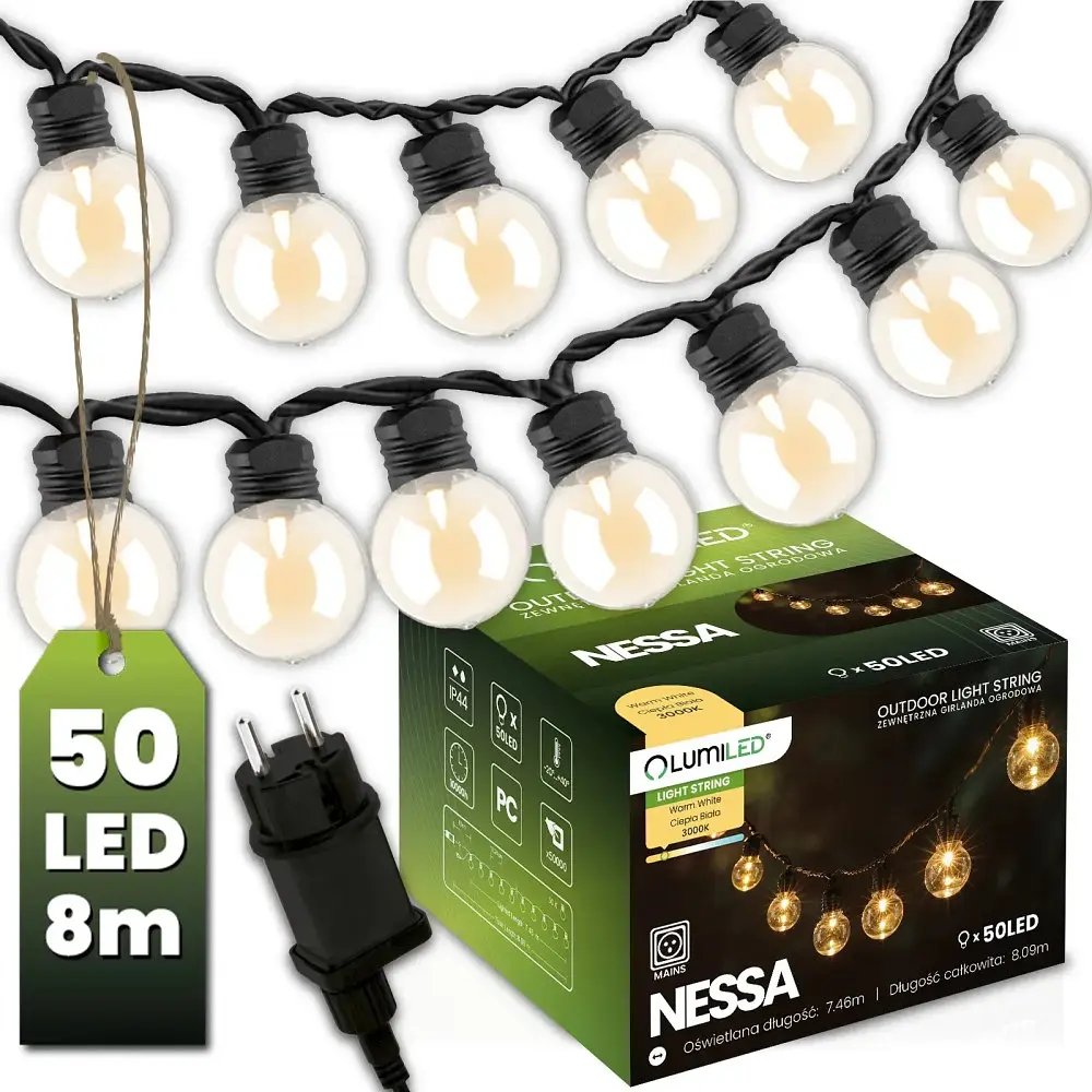 Зовнішня гірлянда Lumiled Nessa на 50 кульок 8 м від мережі - фото 4