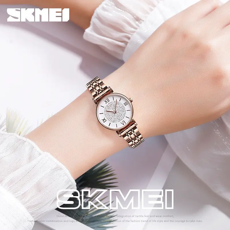 Жіночий класичний годинник Skmei 1533 Золотистий - фото 8