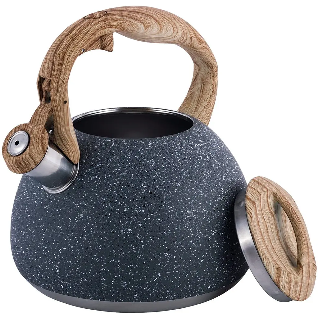 Чайник Kamille з нержавіючої сталі зі свистком 2.8 л сірий (0699) - фото 4