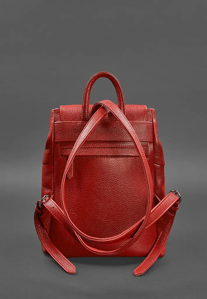 Шкіряний жіночий рюкзак Олсен червоний - фото 5
