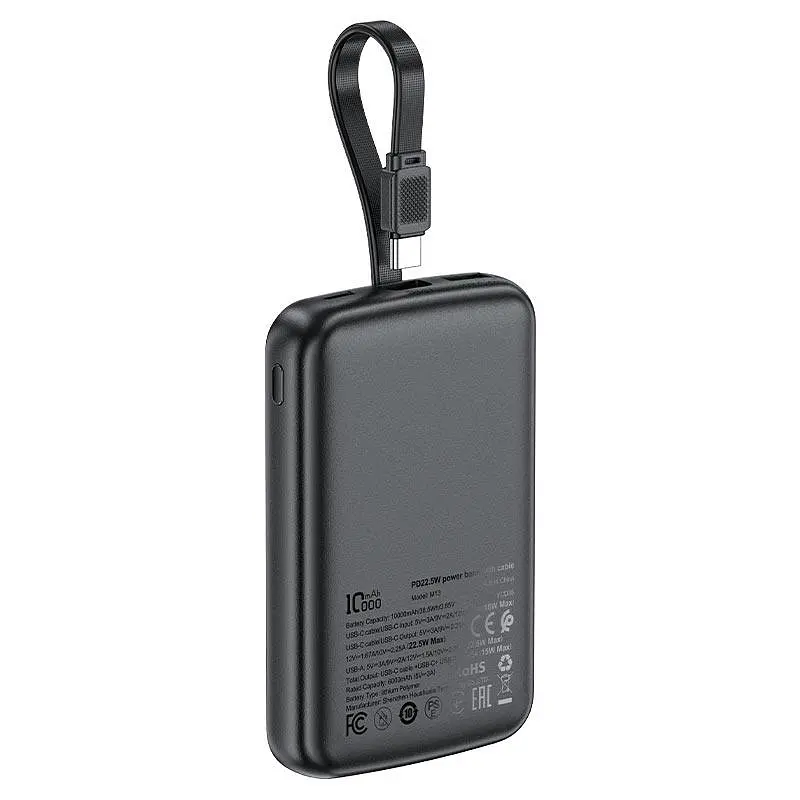 Зовнішній аккумулятор ACEFAST M13 PD22.5W power bank with cable 10000mAh чорний - фото 3