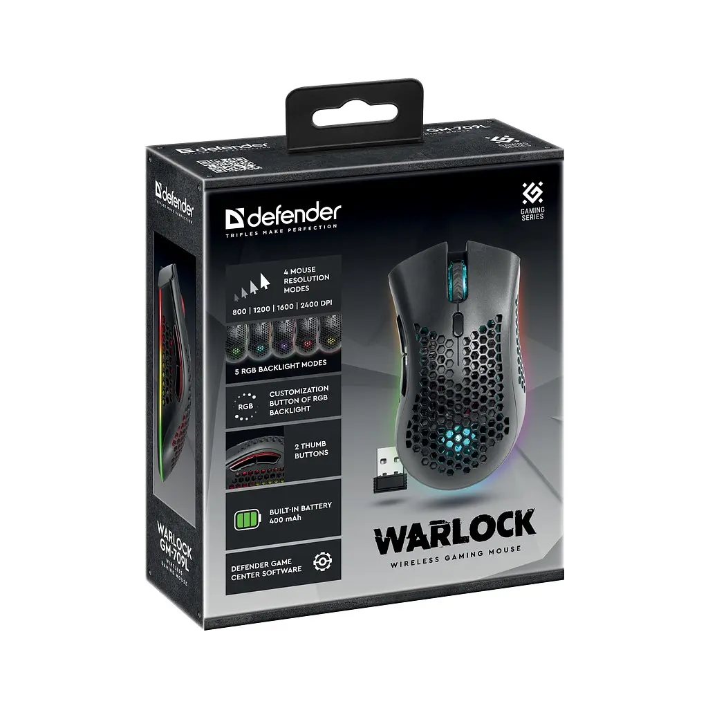 Мишка Defender Warlock GM-709L RGB Wireless Black (52709) - фото 8
