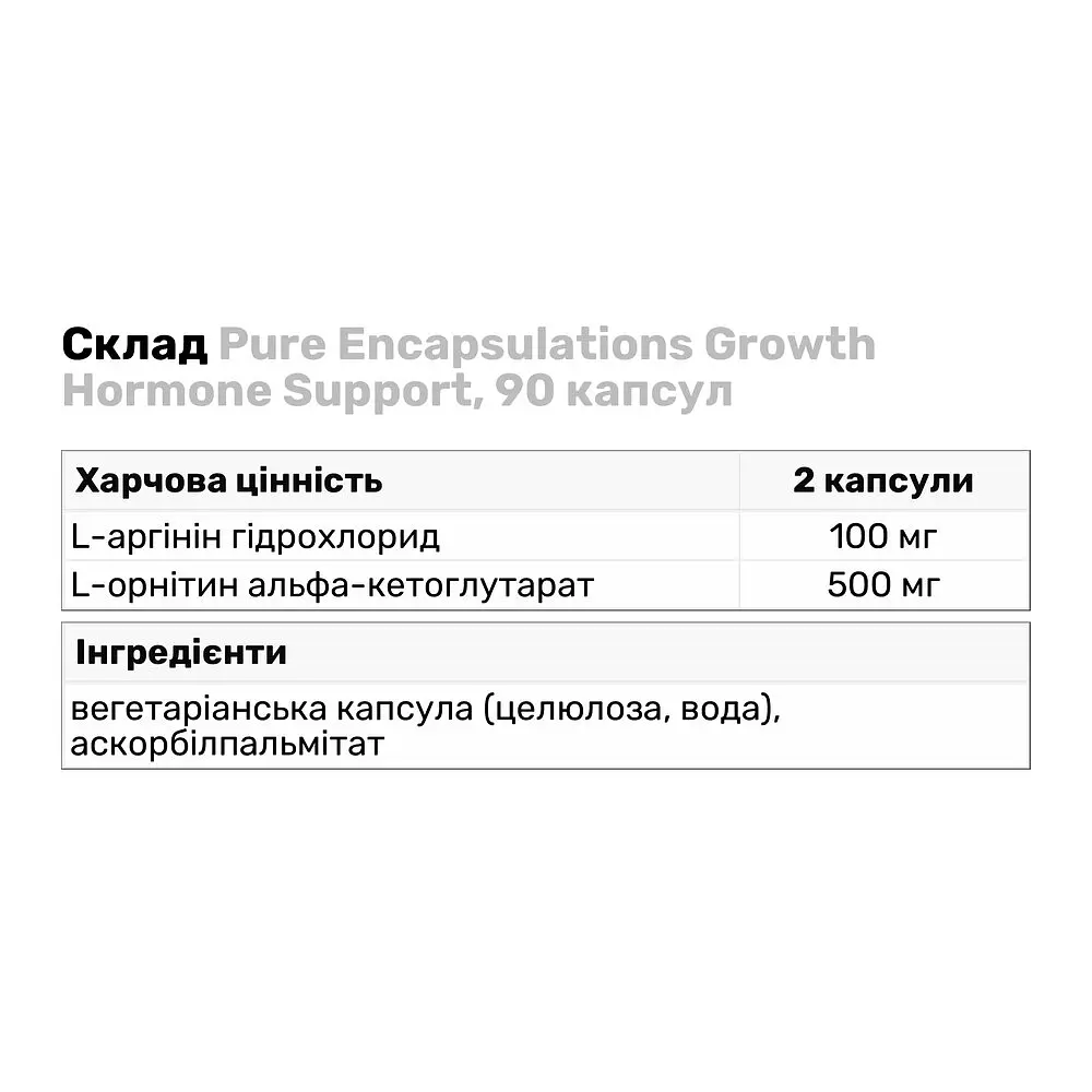 Амінокислота Pure Encapsulations Growth Hormone Support 90 капсул - фото 3