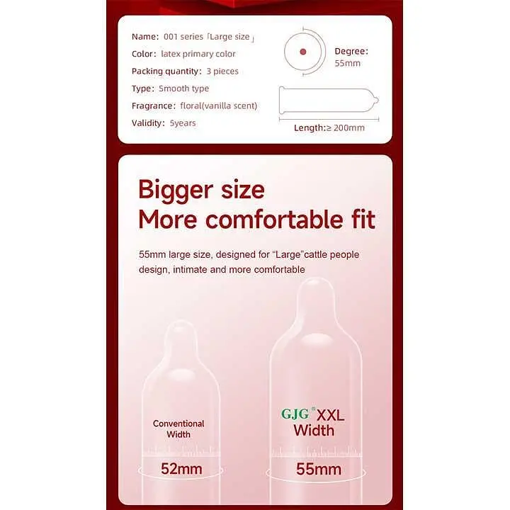 Презервативы классические большие гладкие GJG XXL Extra Large латекс 3 шт - фото 7