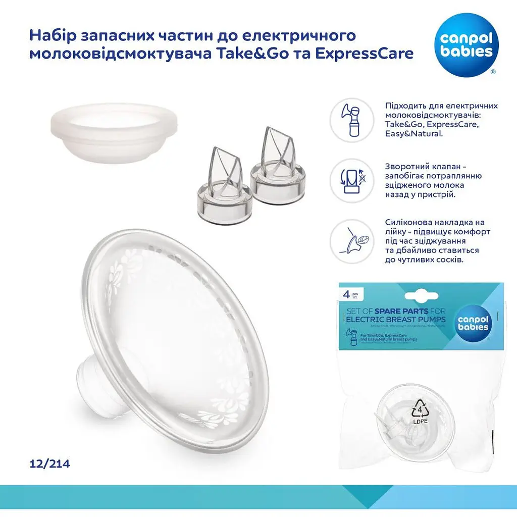 Набір запасних частин Canpol babies  до електричного молоковідсмоктувача Take&Go та ExpressCare (12/214) - фото 7