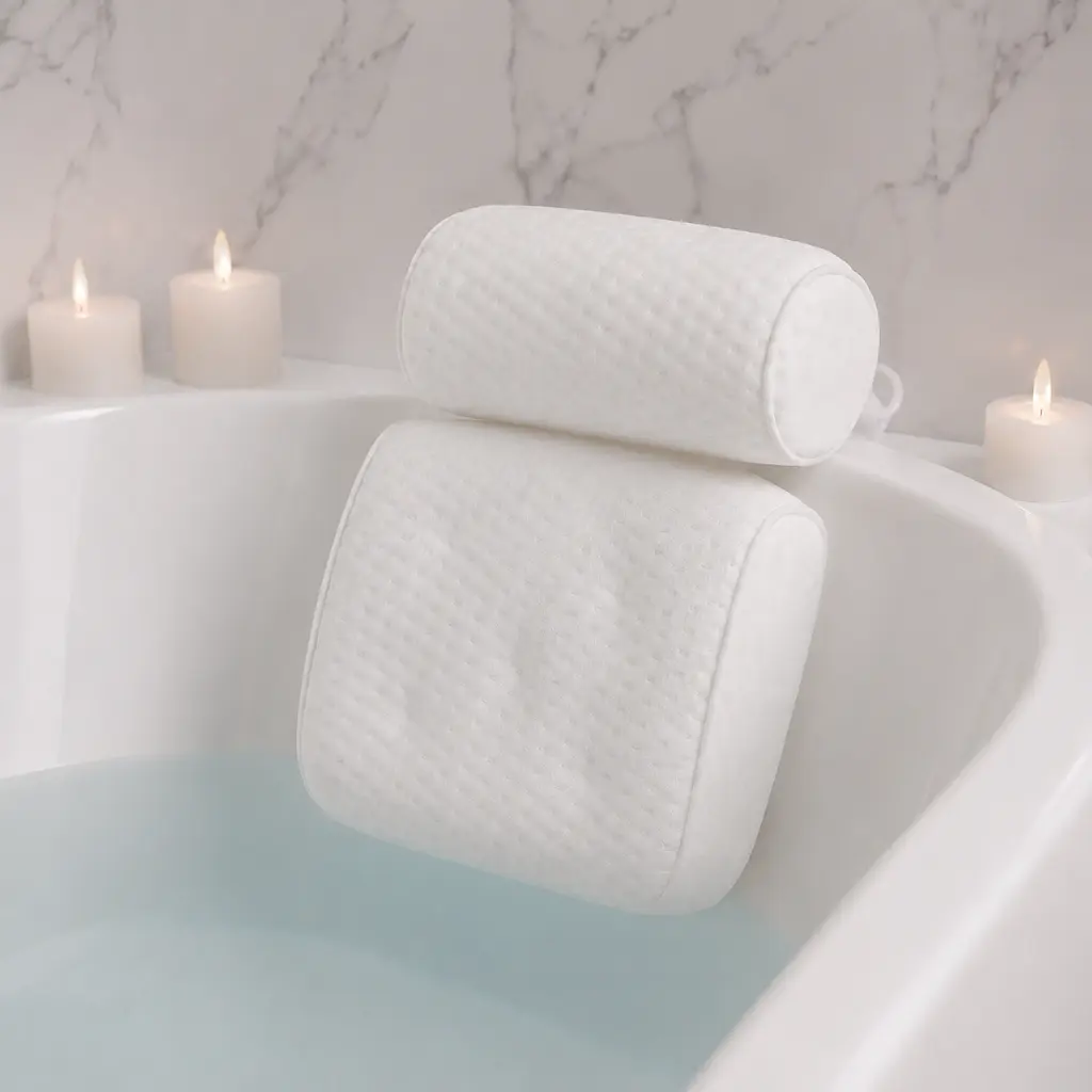 М'яка ергономічна SPA-подушка для ванни з присосками та підтримкою голови і шиї, 30х36х10 біла KT9001301 - фото 4