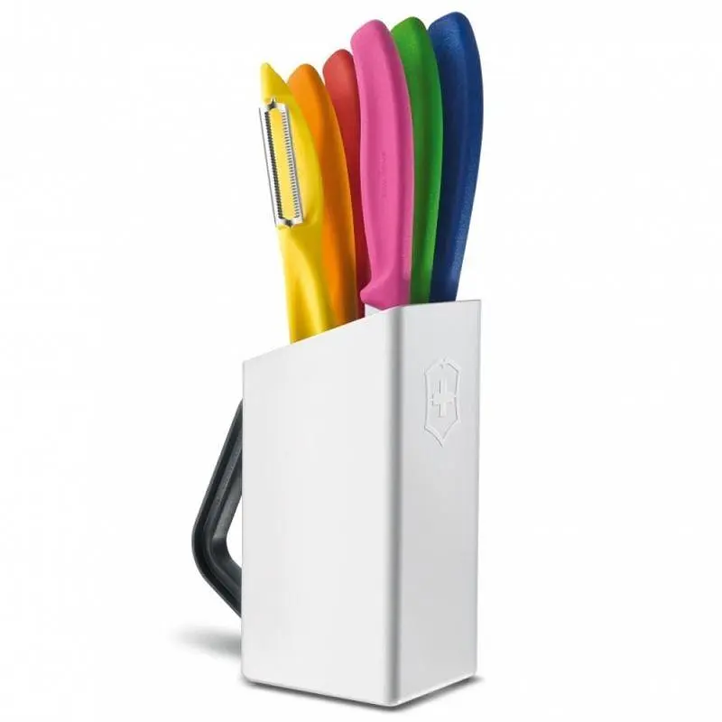 Набір кухонний Victorinox SwissClassic Utility Block 6шт з кольор. ручками з підставкою (5 ножій, овочечистка) - фото 3