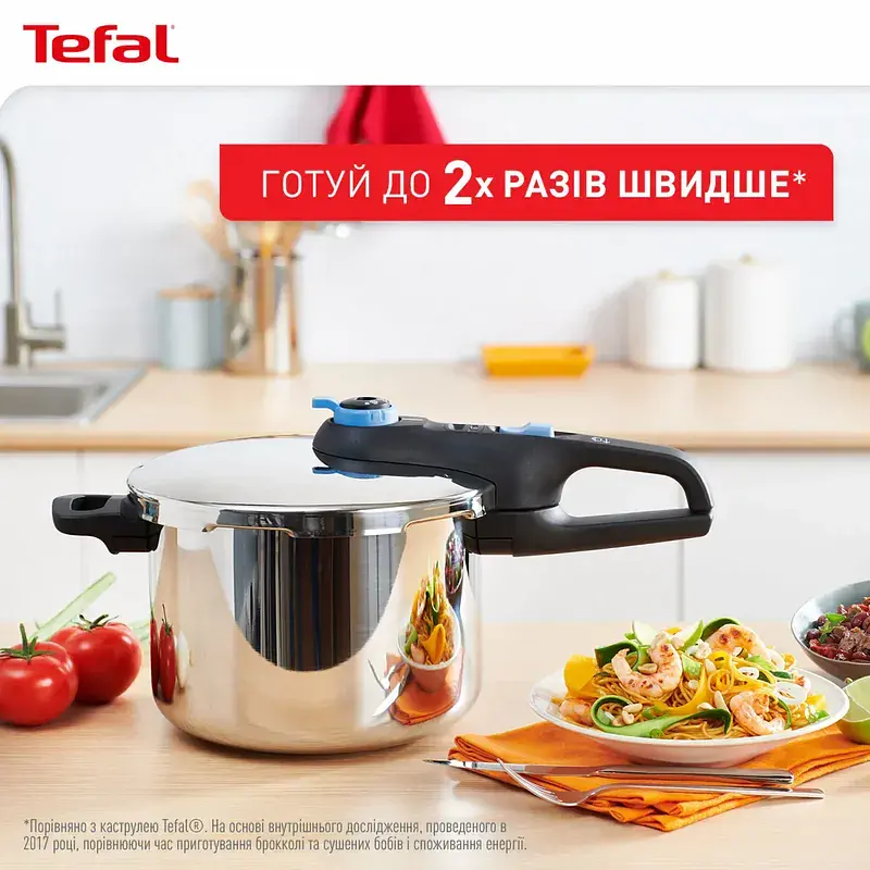 Tefal Скороварка Secure Trendy, 4л, з паровим кошиком, нержавіюча сталь, пластик - фото 3