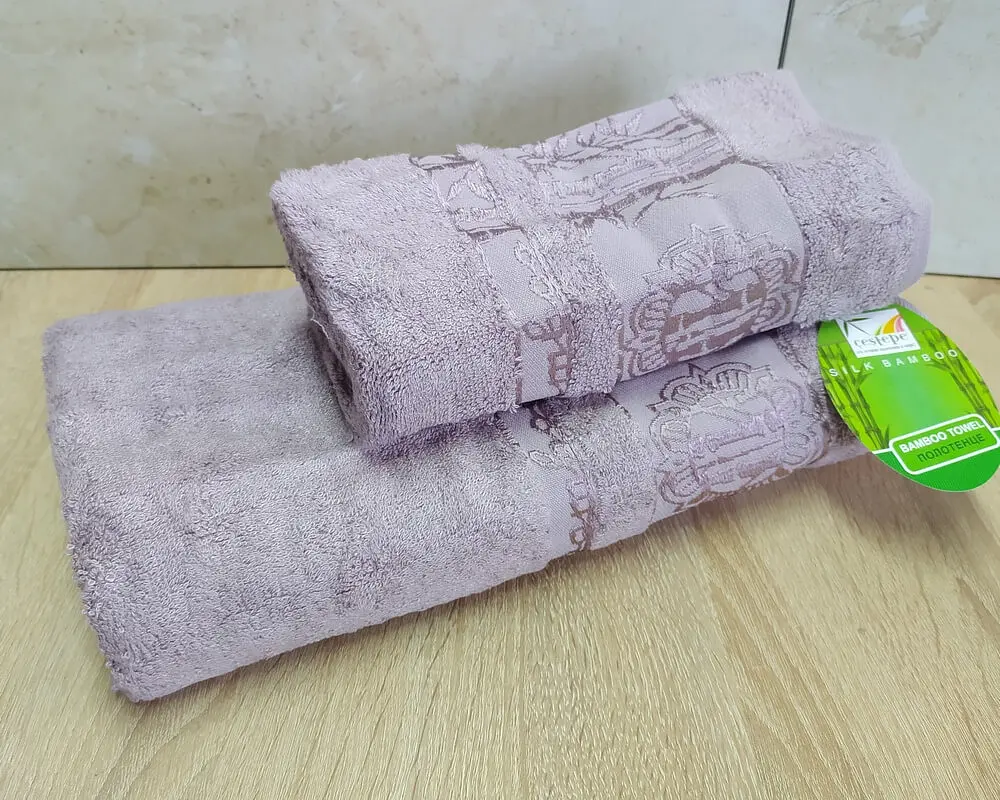 Набір турецьких бамбукових махрових рушників Cestepe 50х90+70х140 Bamboo Floral Gulkurusu - фото 2