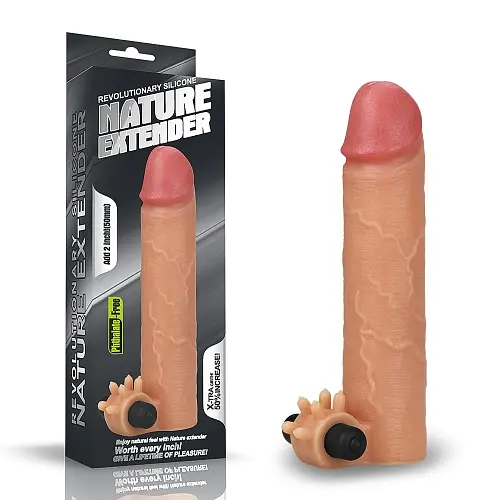 Подовжуюча насадка з вібрацією Lovetoy Vibrating Nature Extender Add 2, +5 см (тілесний) - фото 5