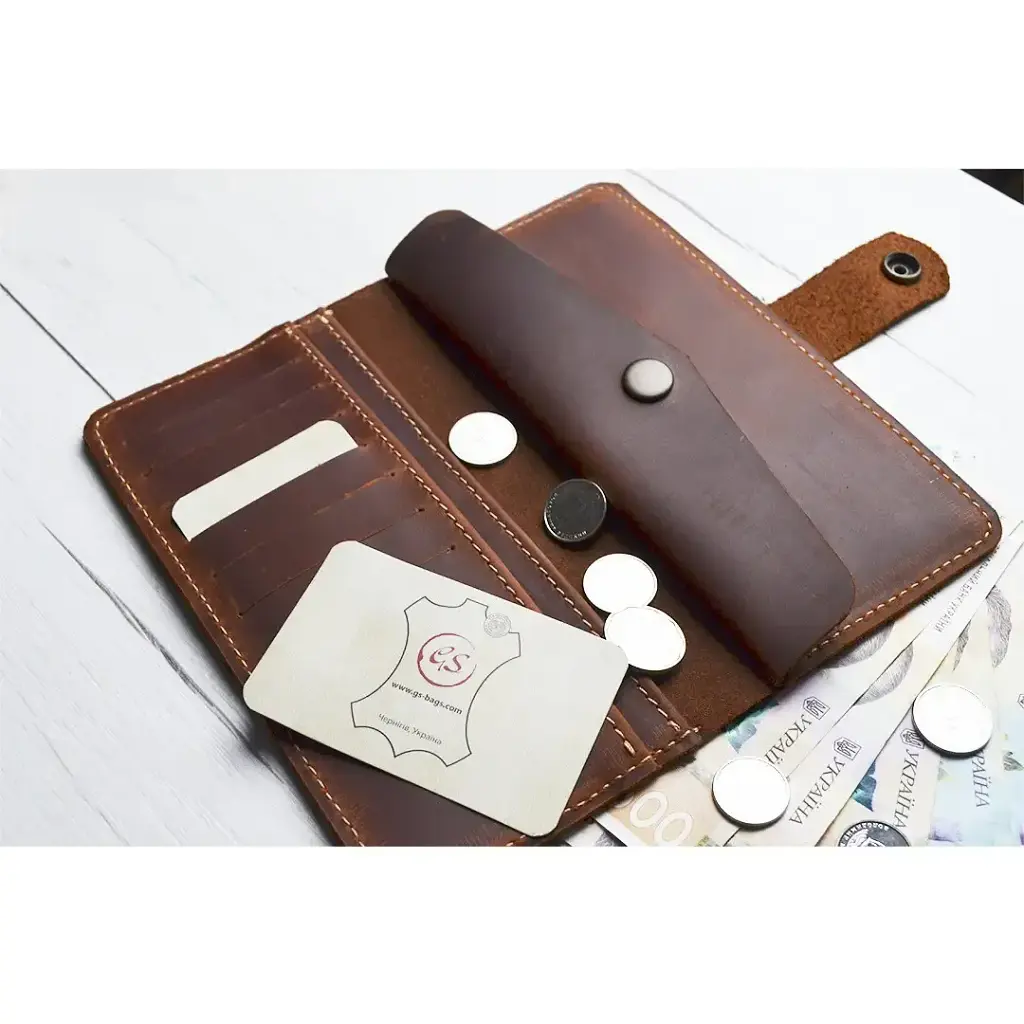 Кошелек-купюрщик Crazy Horse мужской коньячный - фото 4