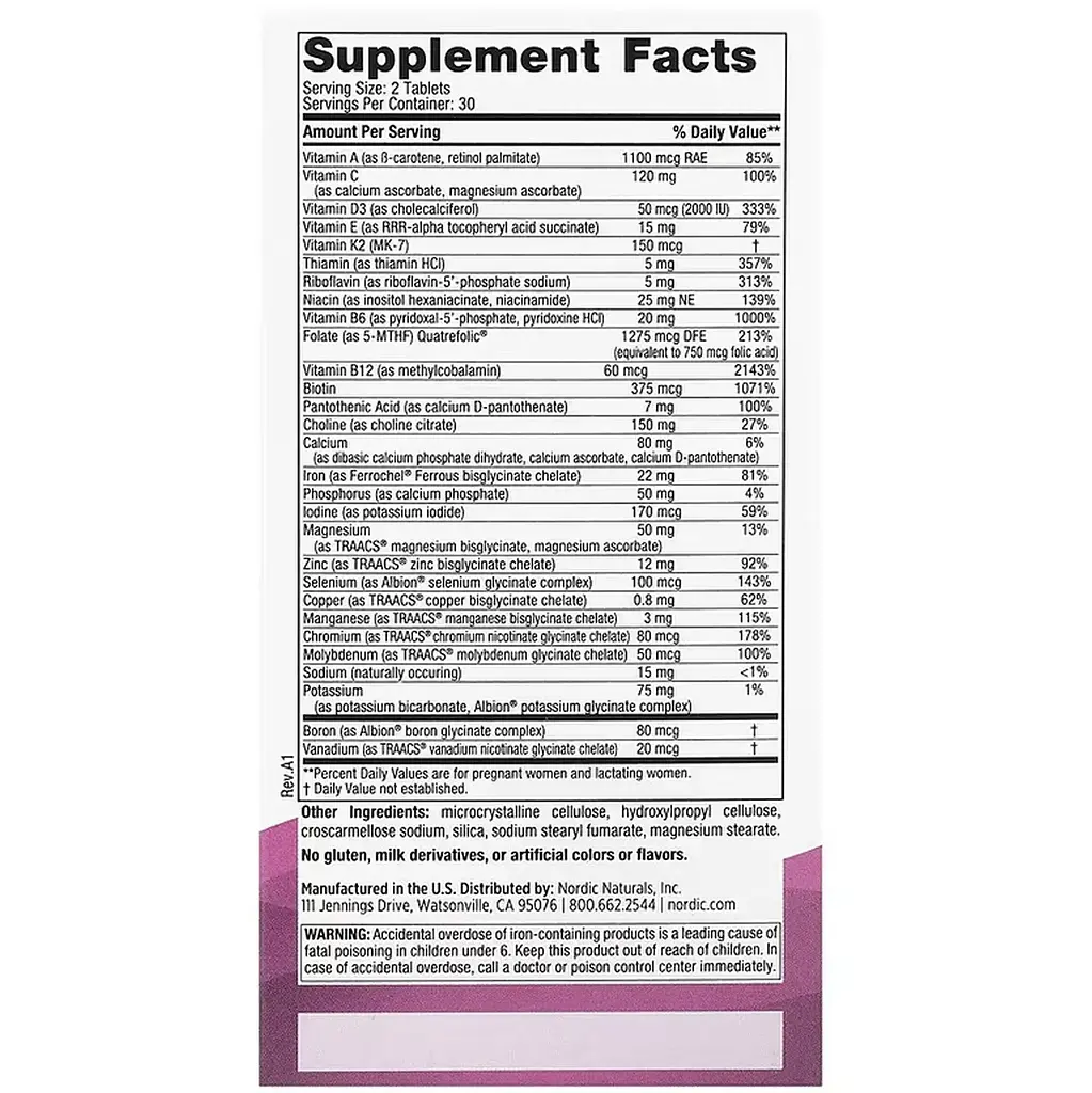 Пренатальний комплекс Nordic Naturals Prenatal Multivitamin 60 таблеток - фото 3