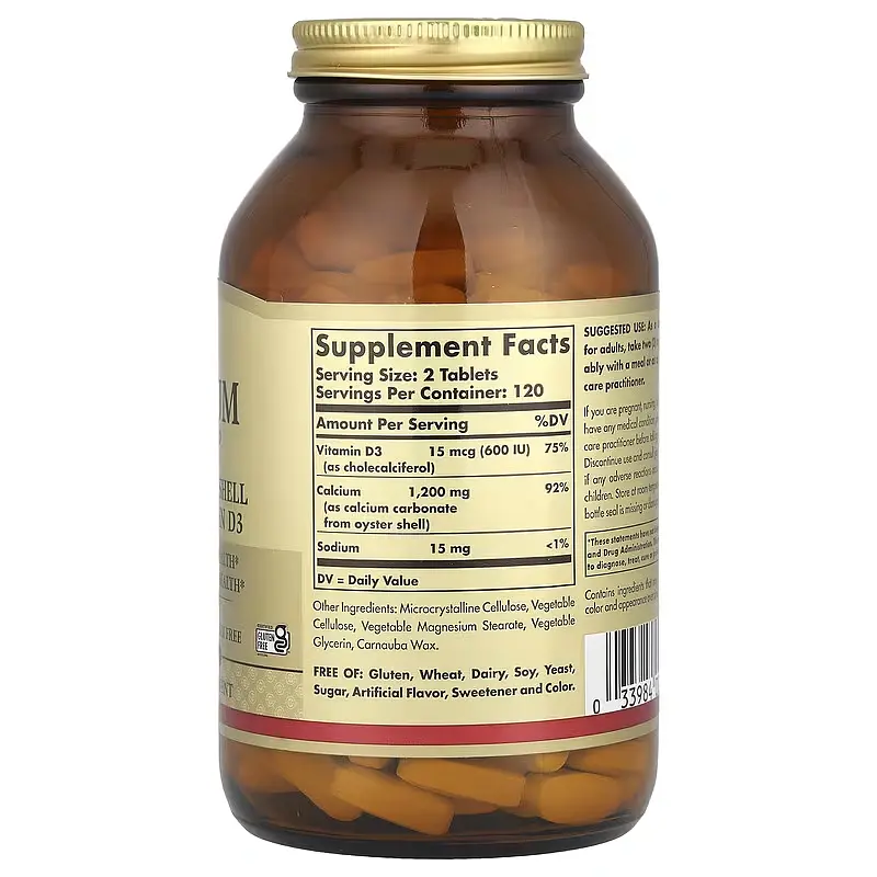 Кальцій з мушлі устриці з Вітаміном D3 Calcium 600 - 240 таблеток - фото 2