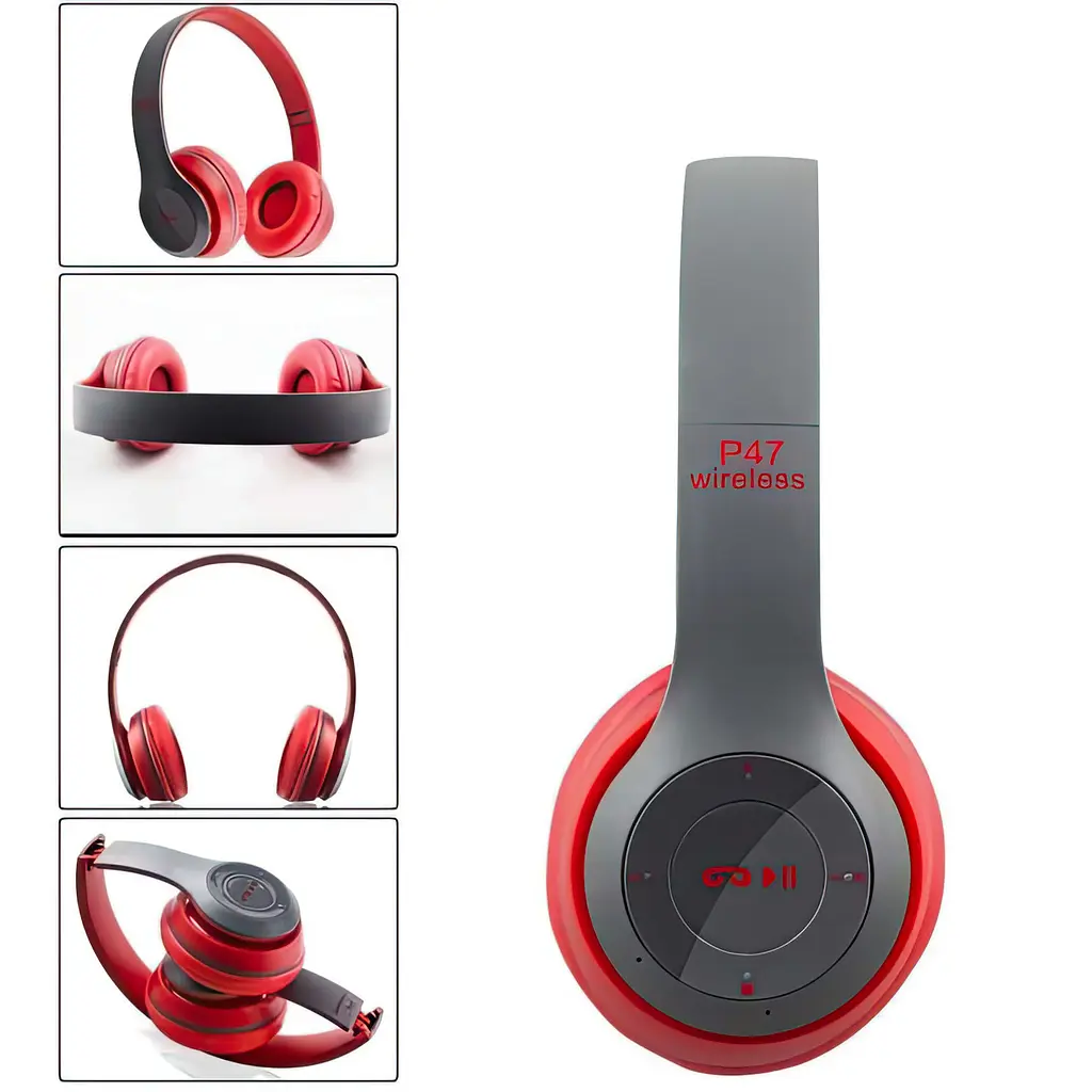 Навушники Bluetooth бездротові червоні з сірим Wireless Headphones P47 навушники накладні - фото 2