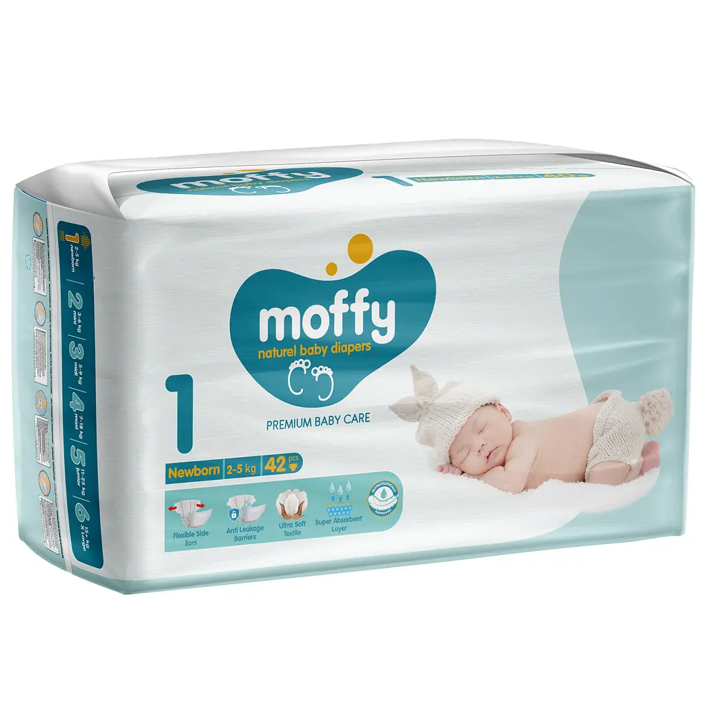 Підгузки дитячі Moffy Twin 1 (2-5 кг) 84 шт. (42 шт. x 2) - фото 2