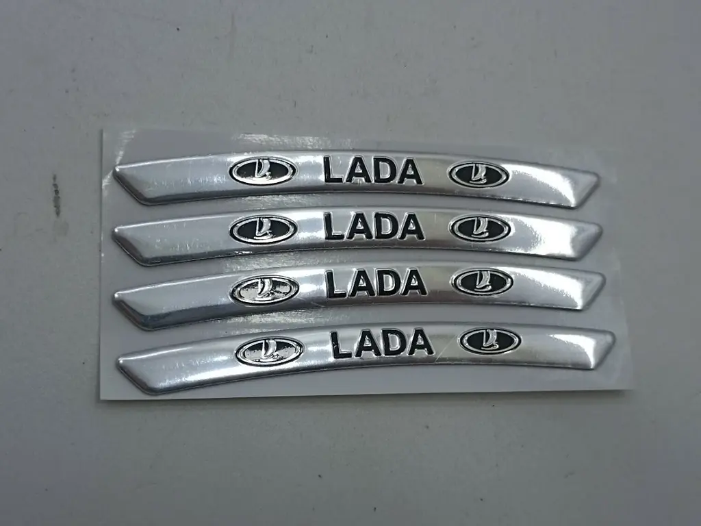 Емблема обода колеса Lada 4 шт Алюміній наклейка на диски на скотчі Сірі - фото 3