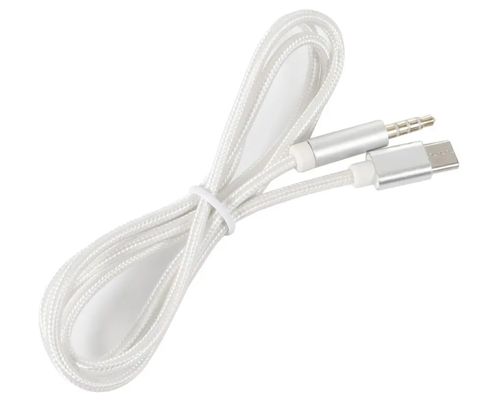 Кабель AUX Type-C-TRRS Audio 3.5мм Male/Male 1м Silver