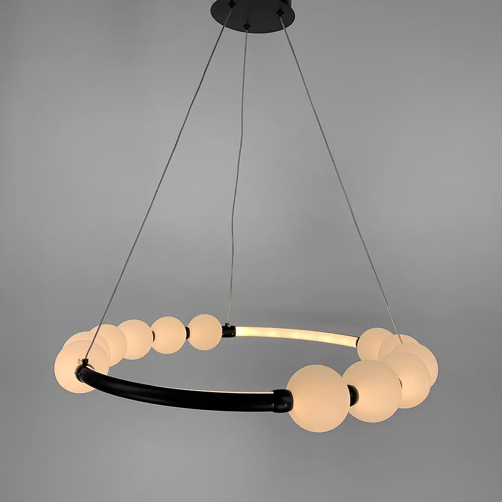 Черная люстра Nordic Pearl с плафонами-жемчужинами на 3 режима Line F | Ст. SG33-600 BK - фото 3