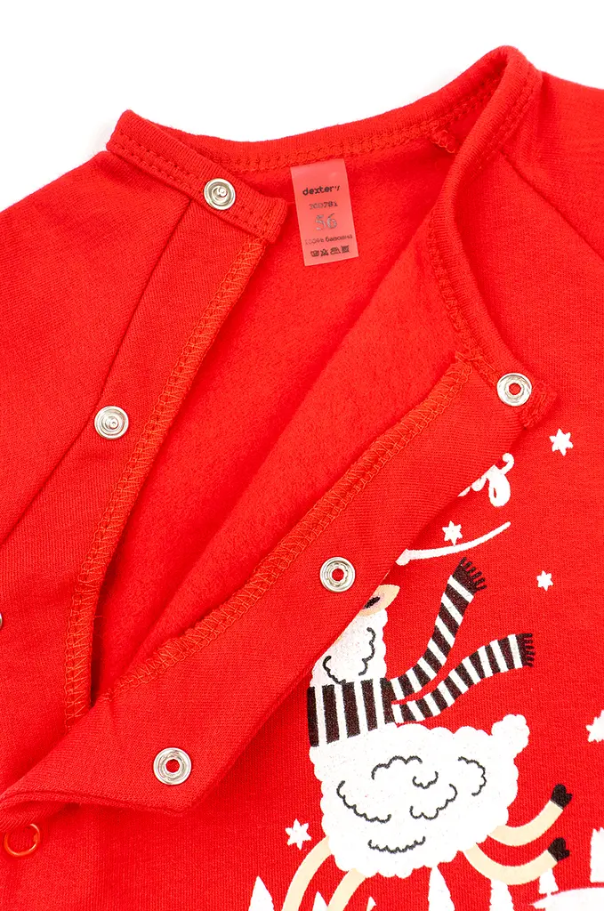Чоловічок для немовлят з начосом Christmas llama на кнопках із закритими ніжками - фото 3