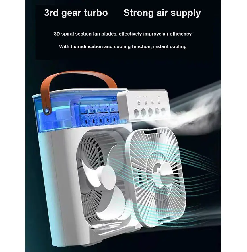 Портативний вентилятор Voltronic YT410, зволоження, підсвічування, Air Cooler Fan White - фото 3