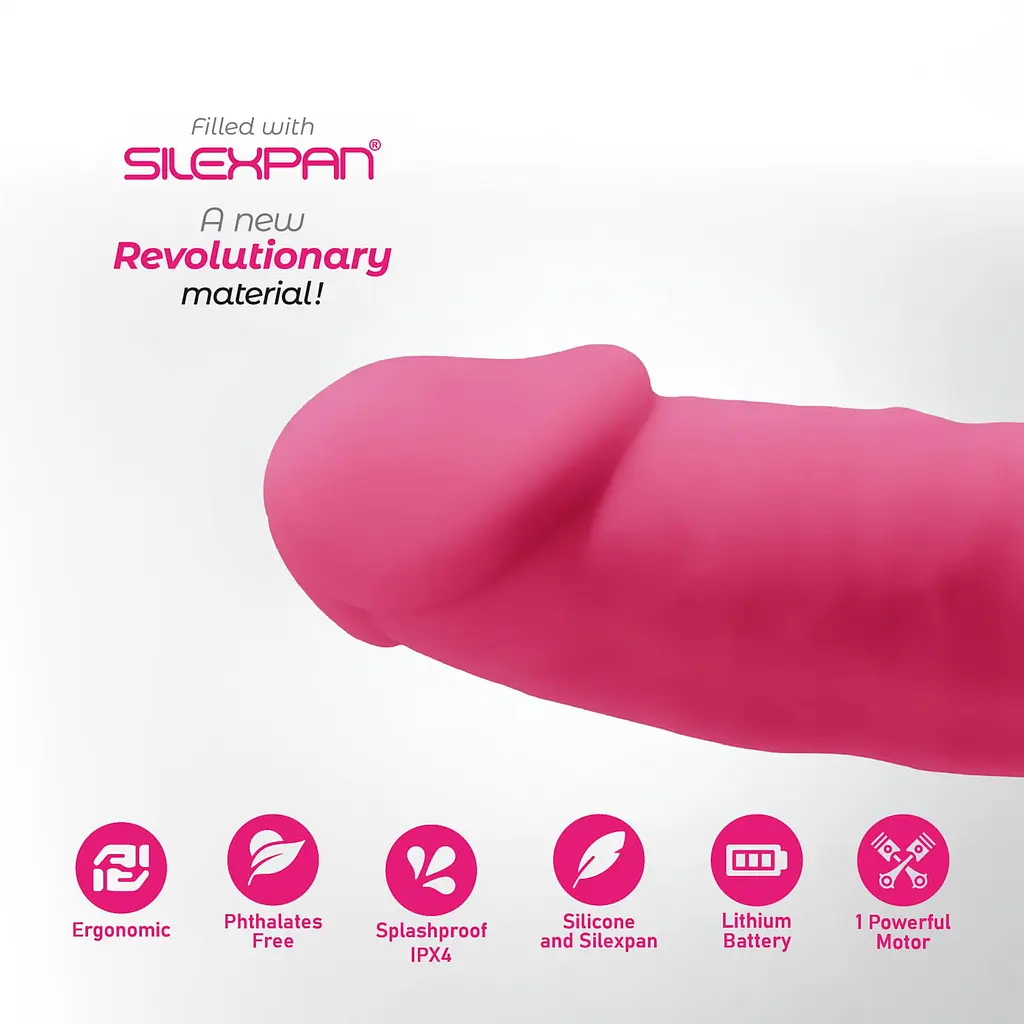 Вібратор Silexd Model 2 7" Pink Motor + Lrs, 17,5 см (рожевий) - фото 9