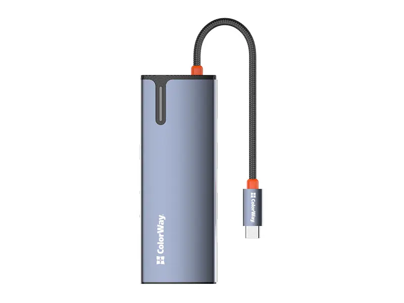 Мультипортовий адаптер ColorWay USB-C to 3xUSB-A 3.0 HDMI 4K RJ-45 USB-C PD 100W Dark Grey (CW-HUB02) - фото 8