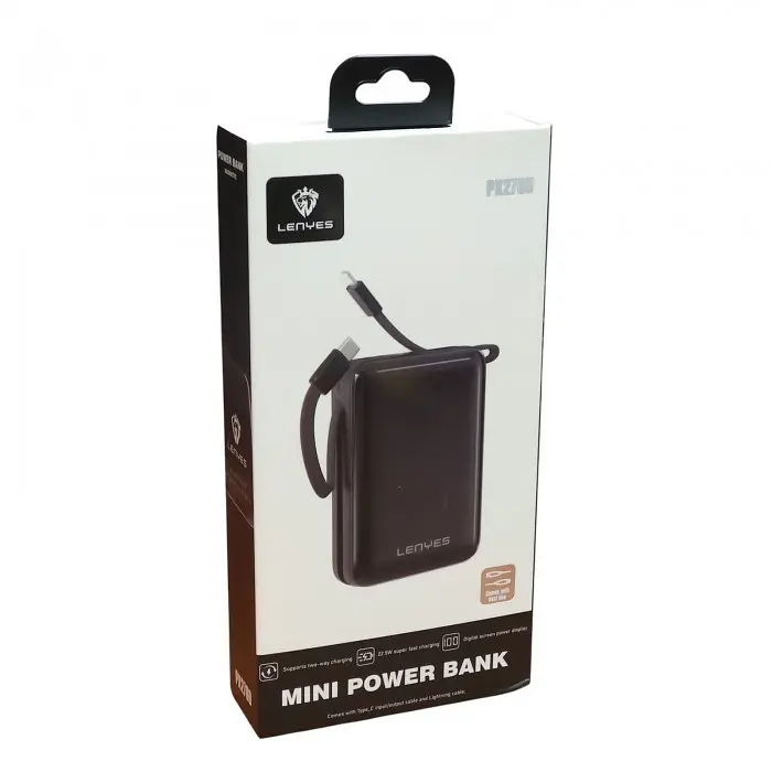 Внешний аккумулятор Power bank LENYES PX270D 20000 mAh, PD22,5W + быстрая зарядка батарея зарядка Черный - фото 7