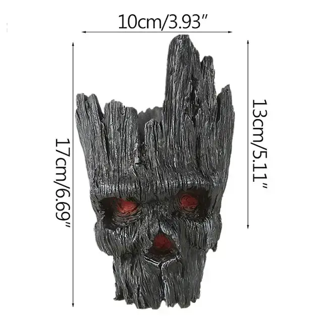 Горщик для квітів та канцелярії Грут Groot G10 Чорний череп + кругла підставка - фото 10