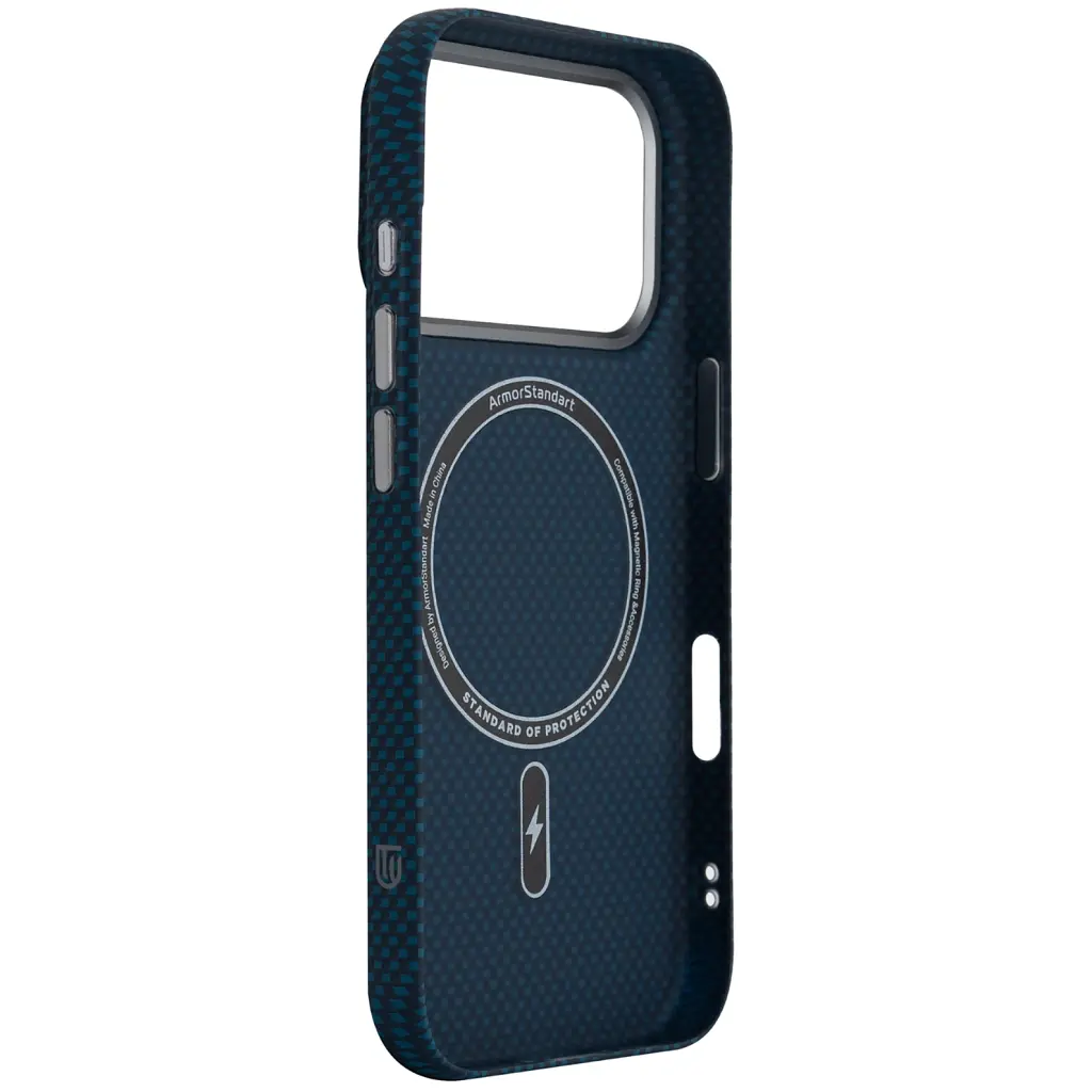 Чохол до мобільного телефона Armorstandart LikeCarbon2 MagCase Apple iPhone 17 Pro Kevlar Dark Blue (ARM88554) - фото 4