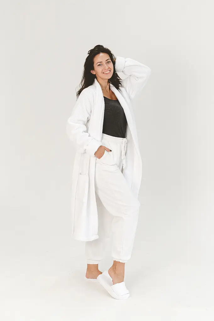 Халат-кимоно unisex Lotus Home - Bold Microcotton white махровый L - фото 4