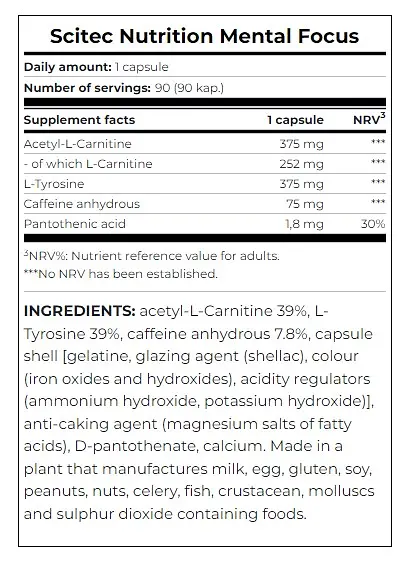 Энергетик Scitec Nutrition Mental Focus 90 капсул - фото 2