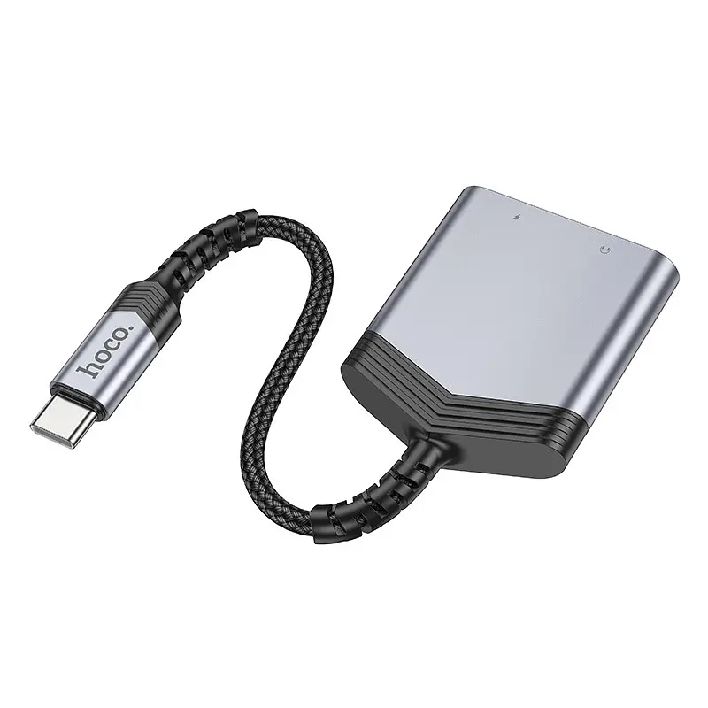 Перехідник Hoco LS 39 Type-C to Type-C + 3.5 mm Metal gray - фото 5