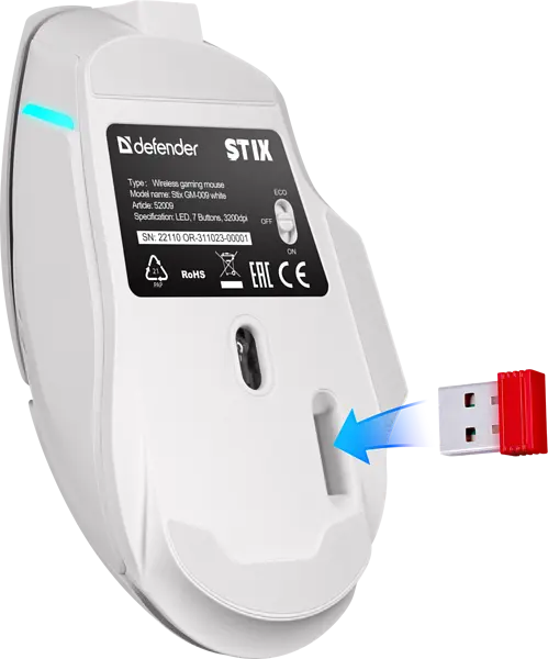 Миша Defender Stix GM-009 White (52009) - фото 5