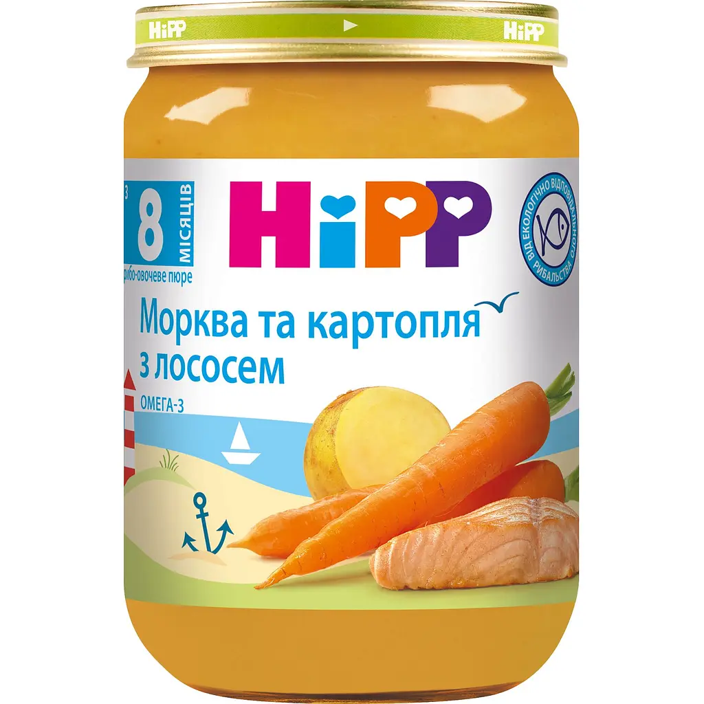 Пюре HiPP Морква і картопля з лососем 190 г
