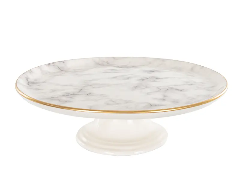 Тортівниця Alba ceramics Marble на ніжці з кришкою 30 см сіра (769-024) - фото 2