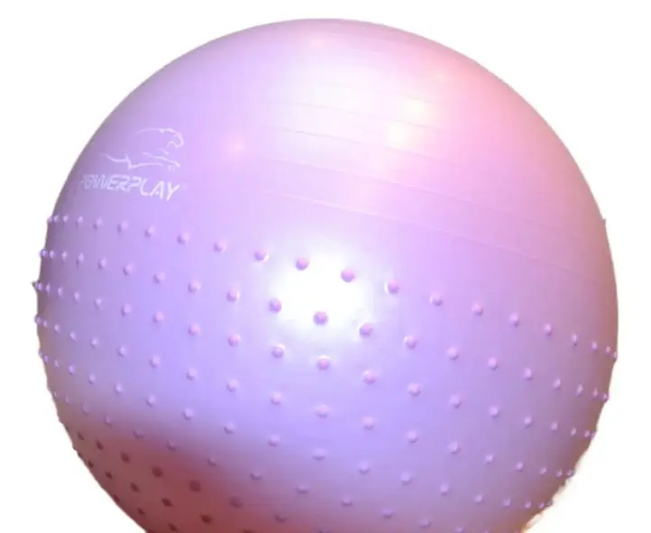 М'яч для фітнесу (фітбол) напівмасажний PowerPlay 4003 Ø75 cm Gymball Бузковий + помпа (PP_4003_75cm_Light-purple) - фото 5