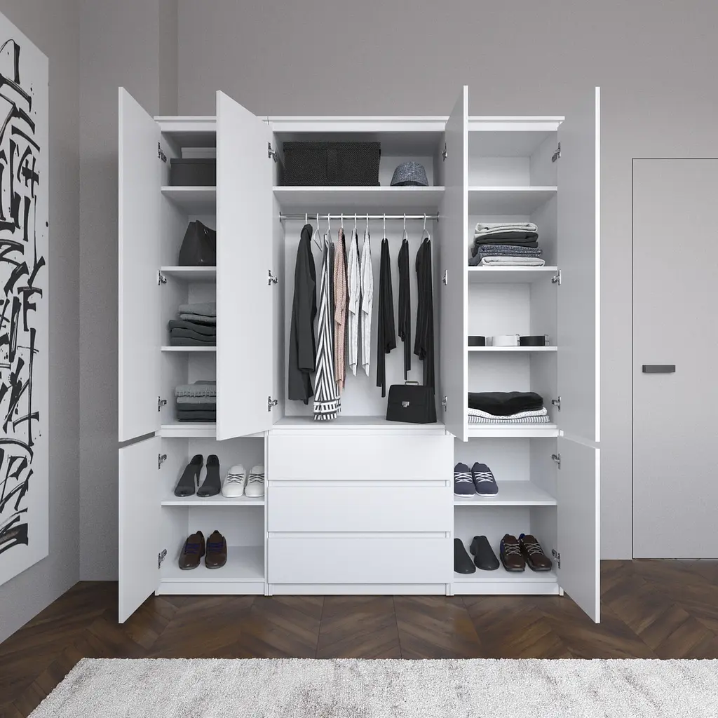 Шафа для одягу Vays зі штангою та полицями, 3 шухляди, комплект R9+R22-2 Антрацит - фото 2