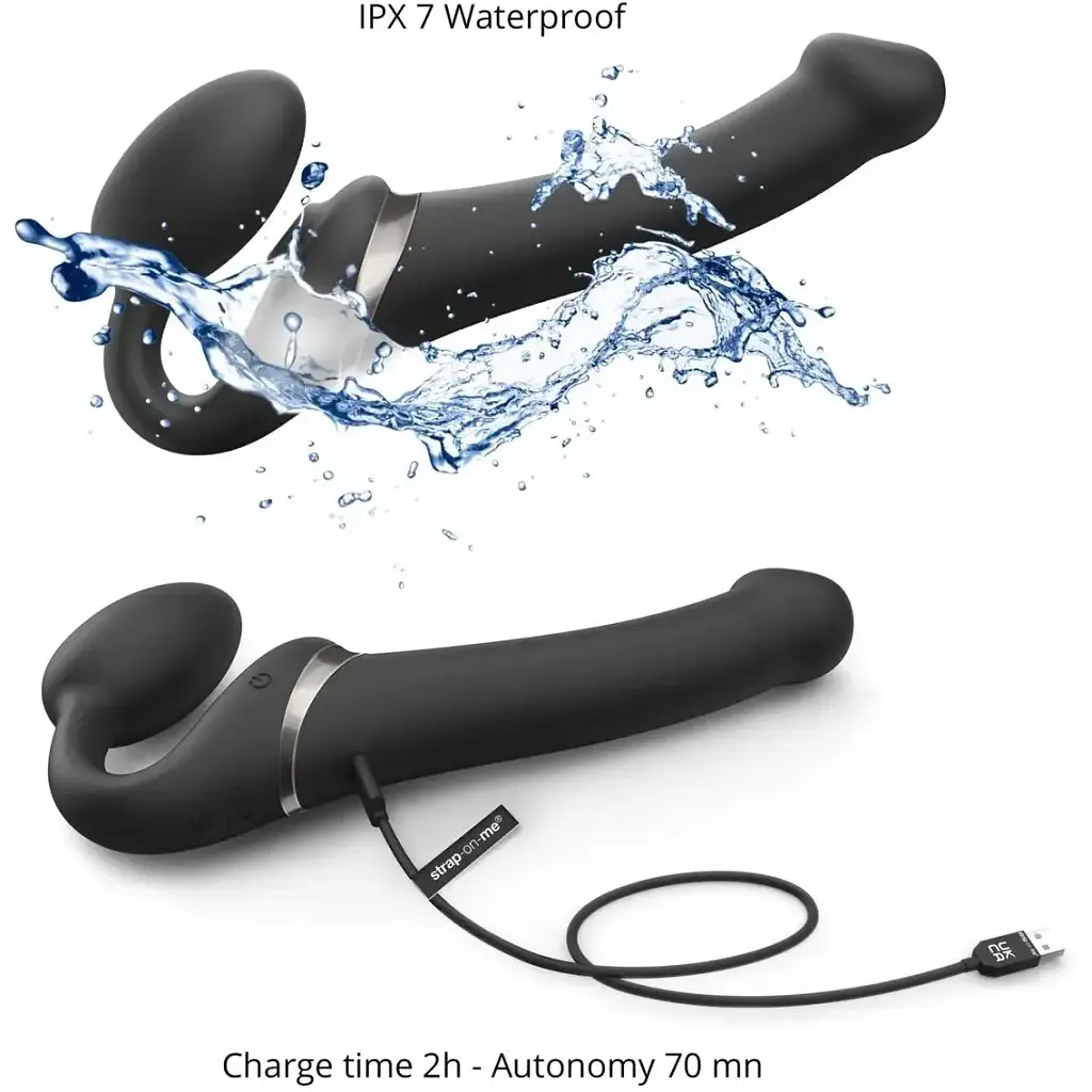 Безремневой вибрострапон Strap-On-Me Multi Orgasm Black XL регулируемый с вакуумной стимуляцией. - фото 9