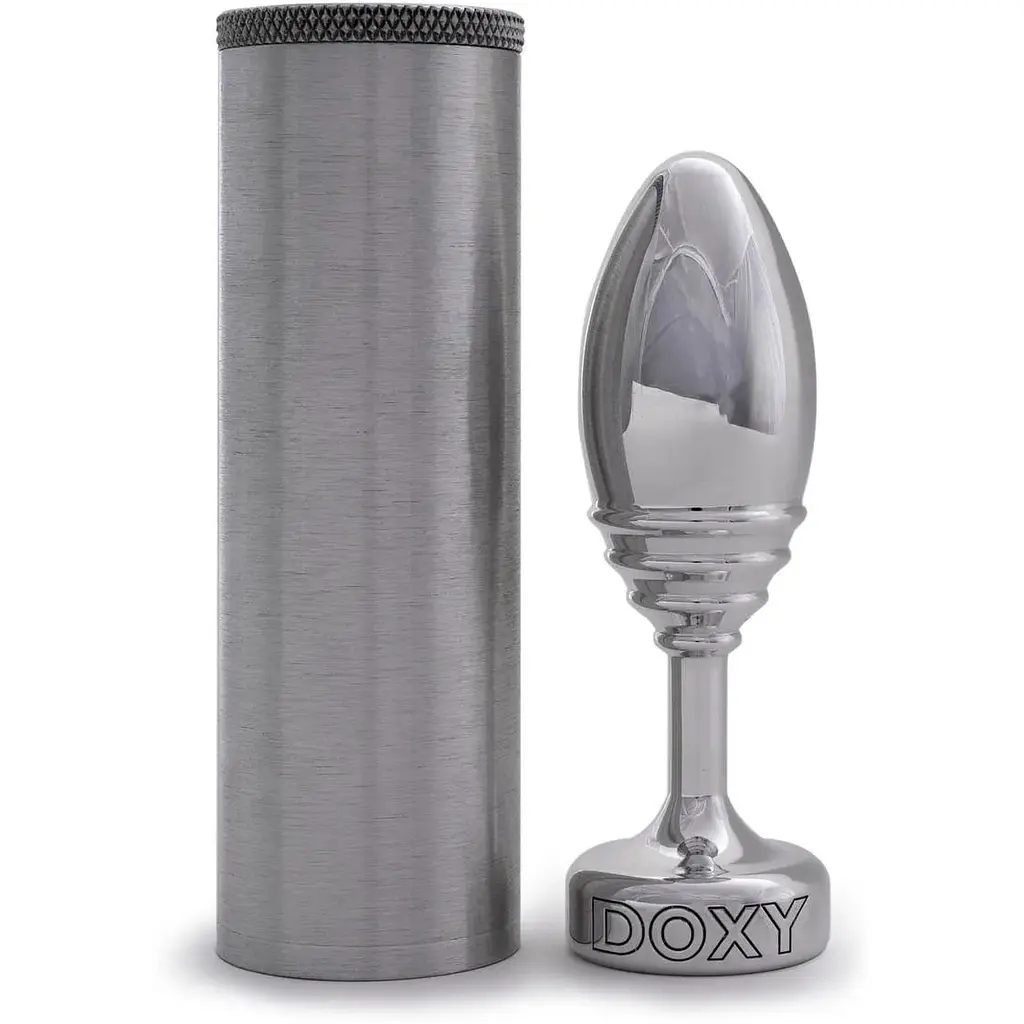 Металлическая анальная пробка Doxy Butt Plug Ribbed ребристая диаметр 3.3 см - фото 3