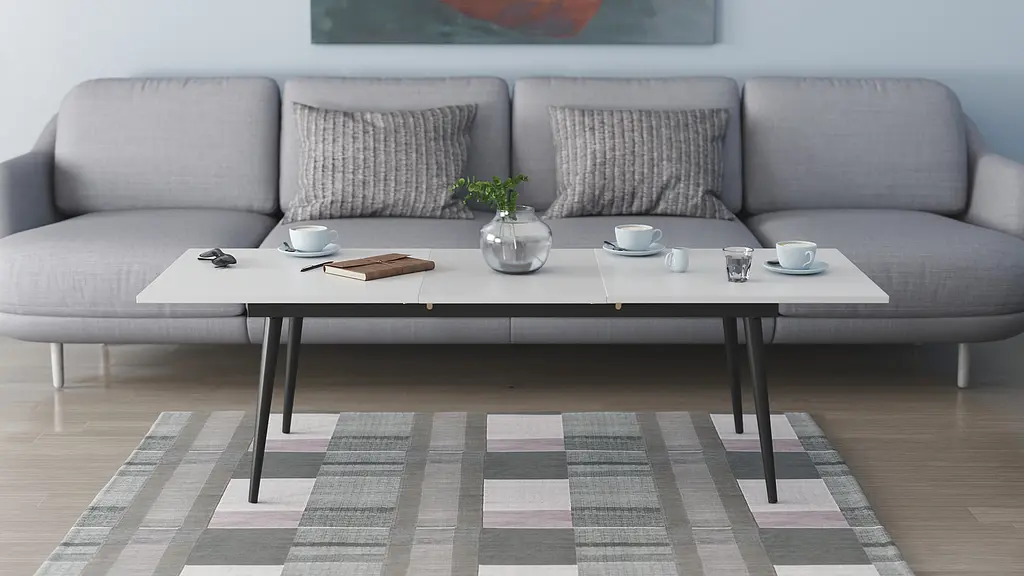 Стол журнальный трансформер Dandi Small Ferrum-decor 45x120(160)x60 Черный металл ДСП Белый 16 мм (FRD-106791) - фото 6