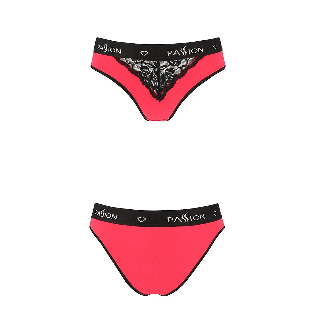 Трусики з широкою резинкою і мереживом Passion PS001 PANTIES XL, red-black - фото 4