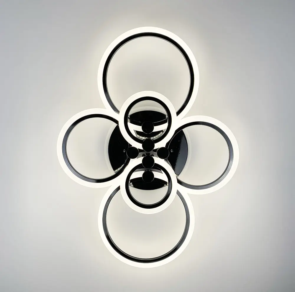 Светодиодная люстра Senta на 6 колец в черном корпусе на 3 световых режима Line F | Ст. A2374/6 BR BK - фото 3