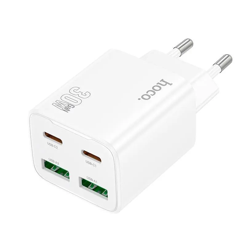 Адаптер мережевий HOCO Fundador four-port charger set N56 2USB/2Type-C, 30W/3A, PD/QC - фото 3