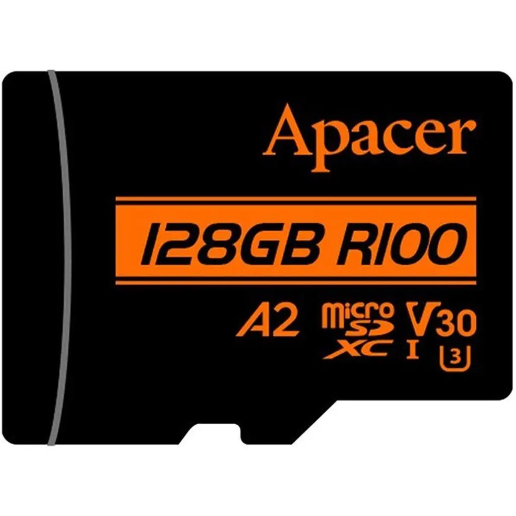 Карта пам'яті Apacer microSDXC 128GB Class 10 UHS-I/U3 V30 A2 R100 + SD Adapter (AP128GMCSX10U8-R) [166580] - фото 2